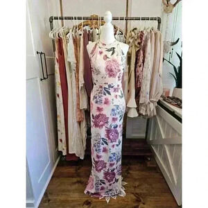 Emerald Sundae Women's M Yellow Floral Coquette Maxi Dress Wedding/Tea Party